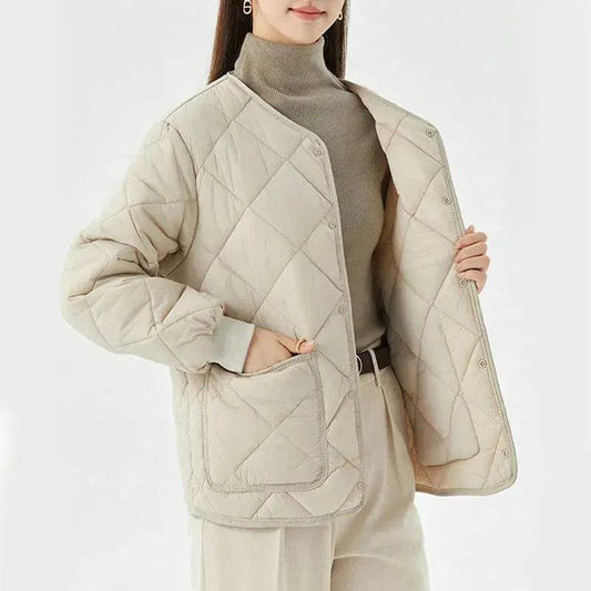 Quilted Padded Coat Winter Jacket With Pockets Lightweight Outerwear For Women's Clothing - Velora