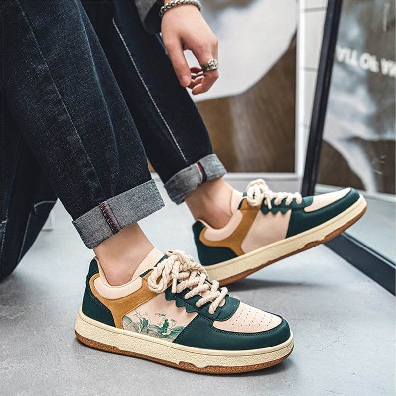 Lace-up Casual Shoes Men Soft Thick Sole Fashion Comfortable Breathable Flats Sneakers Student Platform Outdoor Walking Shoes - Velora