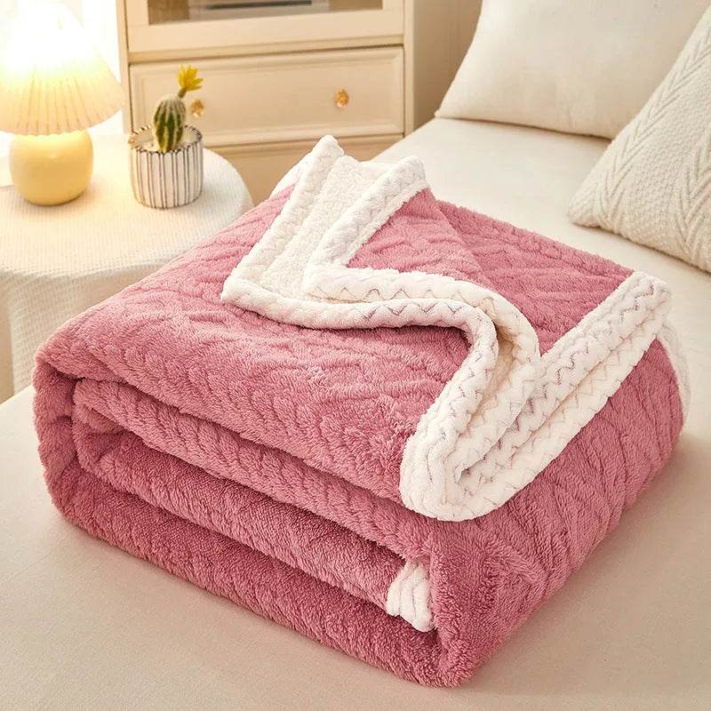 Blanket Double Thickened Warm Coral Fleece Sofa Winter Blanket - Velora