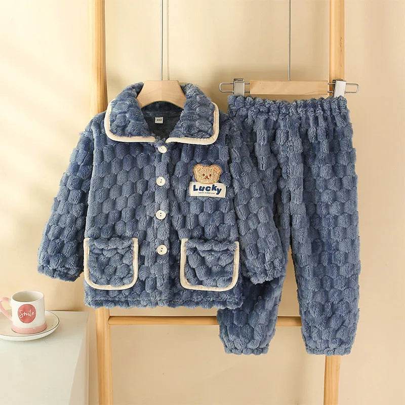 Children Thick Winter Fleece Pajamas set boys girls kids - Velora