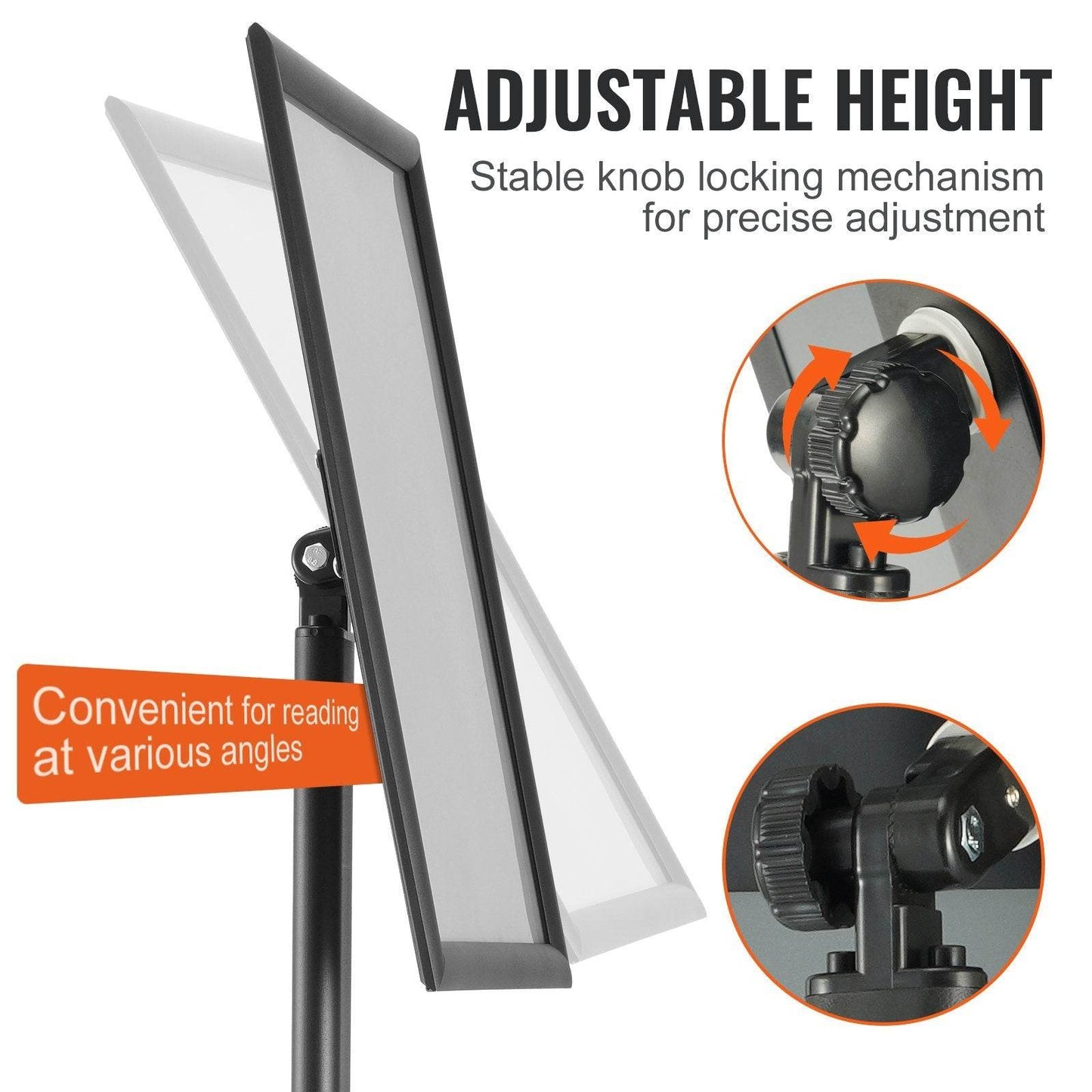 Pedestal Sign Holder, 11 X 17 Inch Vertical And Horizontal Adjustable Poster Stand, Heavy-Duty Floor Standing Sign Holder With Metal Base For Display, Advertisement, And Outdoor, Black - Velora