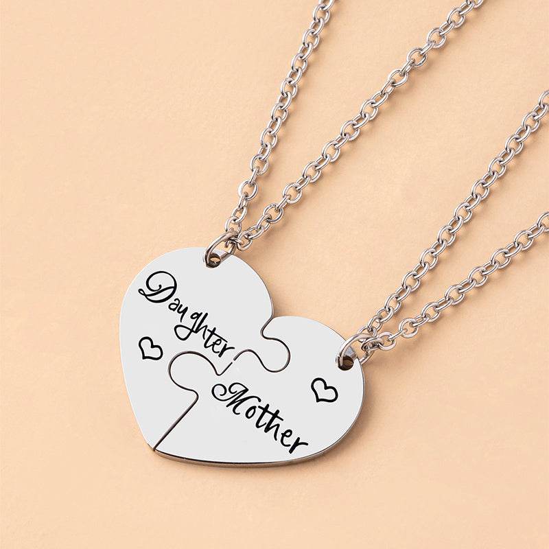 2 PCS mother Daughter Necklace gift idea Puzzle Necklace - Velora