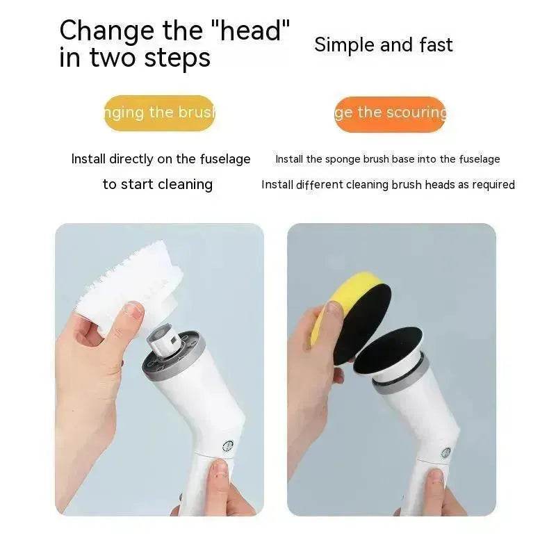 Electric Scrubber Cleaning Wall Long Hadle Elbow Telescopic Multifunction Cleaning Brush - Velora