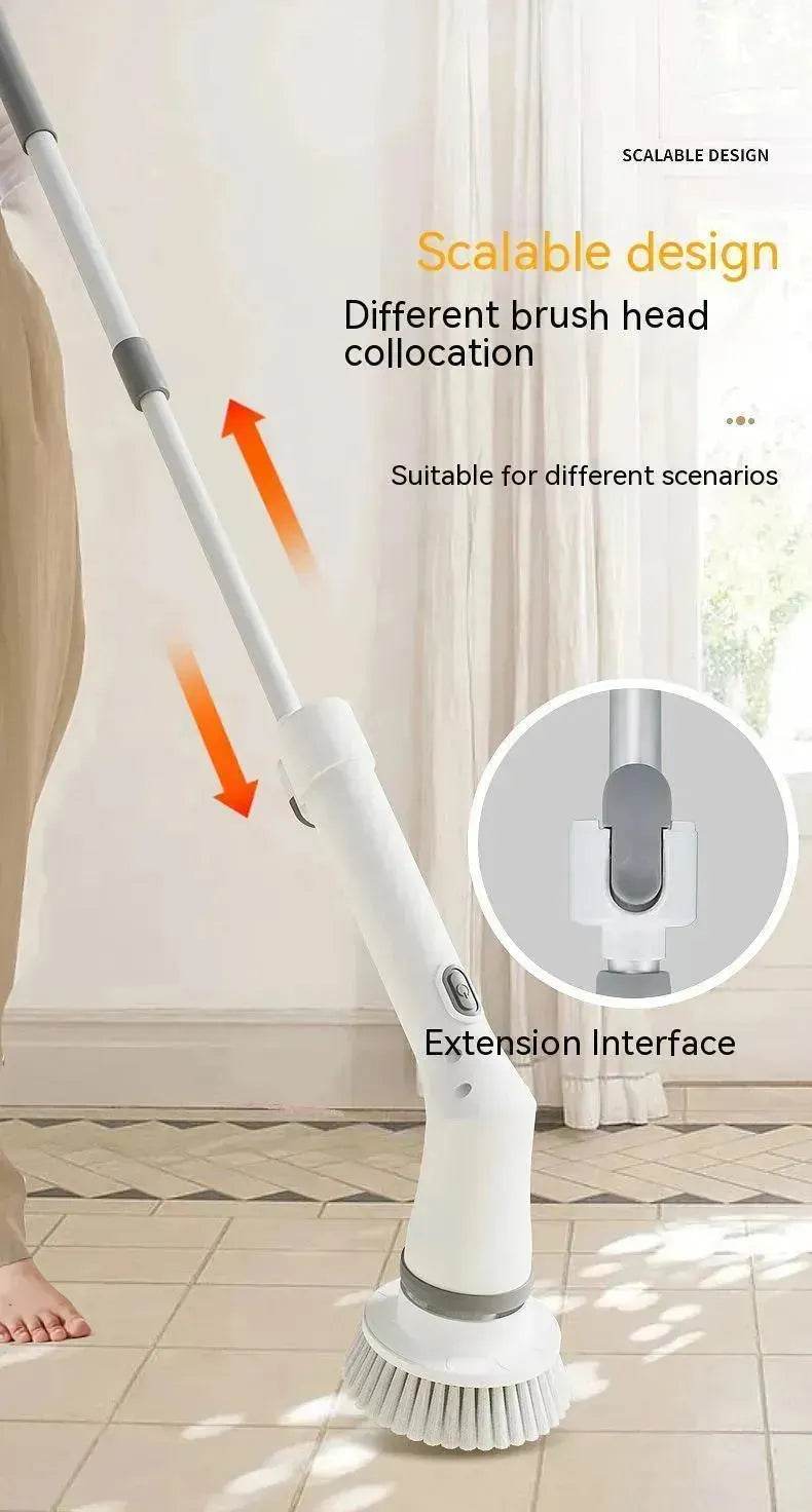 Electric Scrubber Cleaning Wall Long Hadle Elbow Telescopic Multifunction Cleaning Brush - Velora