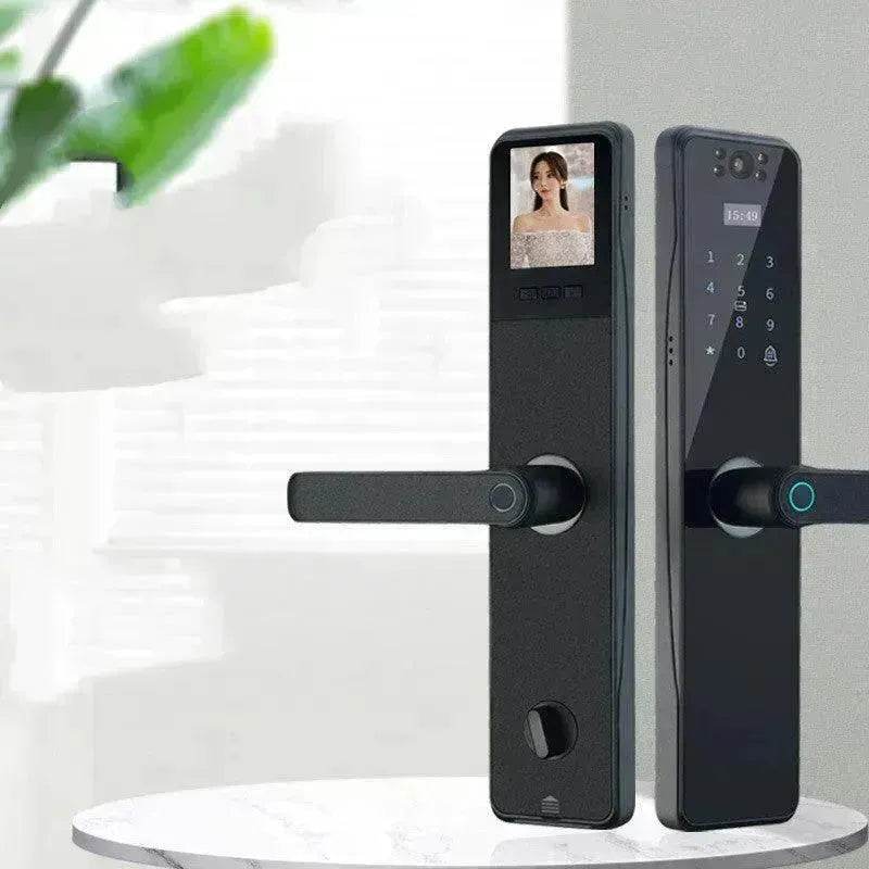 Electronic Door Lock With Surveillance Camera, Fingerprint Lock Graffiti Home Password Lock Mobile Phone Video Anti-theft - Velora