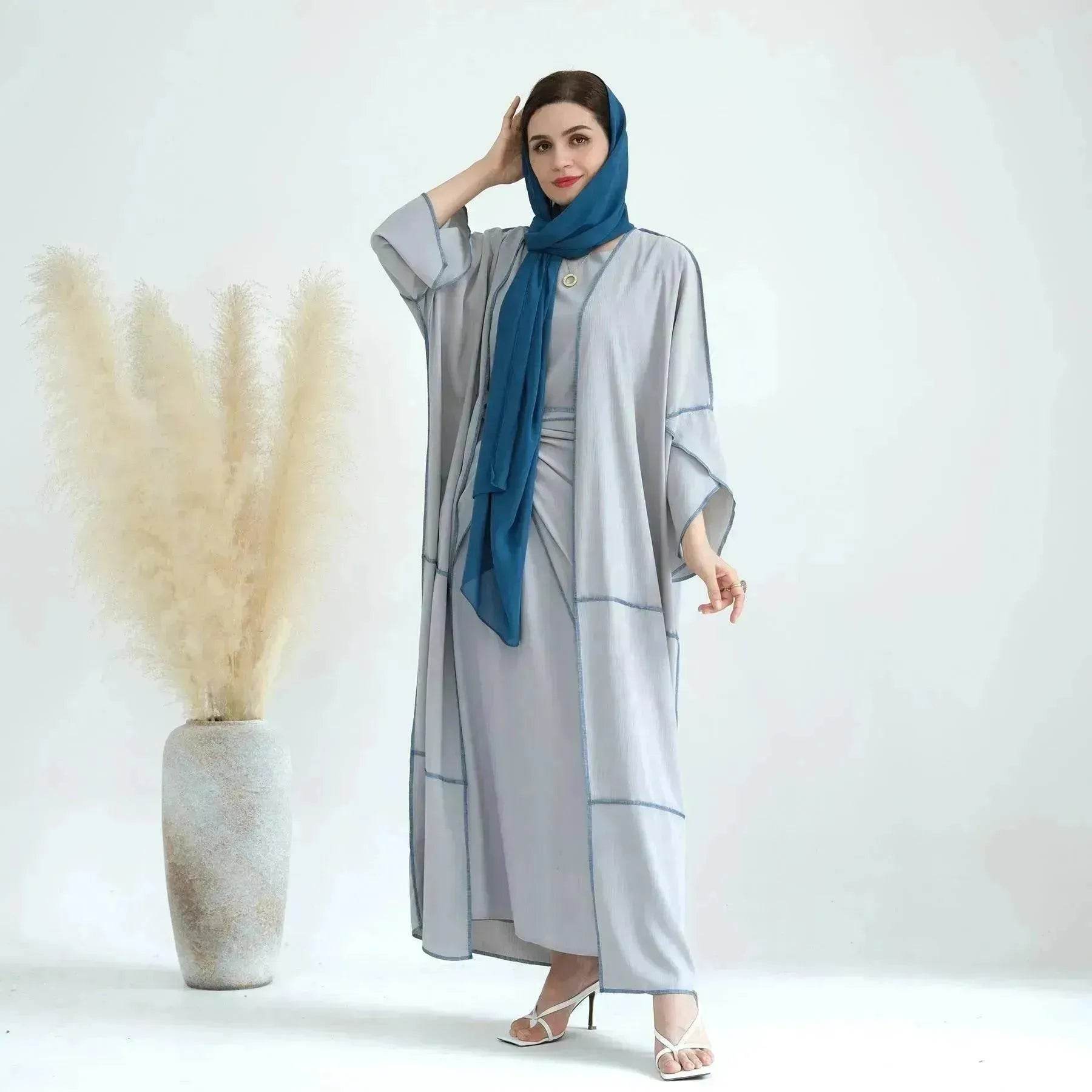 Elegant Base Shawl Skirt Three-piece Set Suit for Arabian Dubai Middle East Women Abaya Dress - Velora