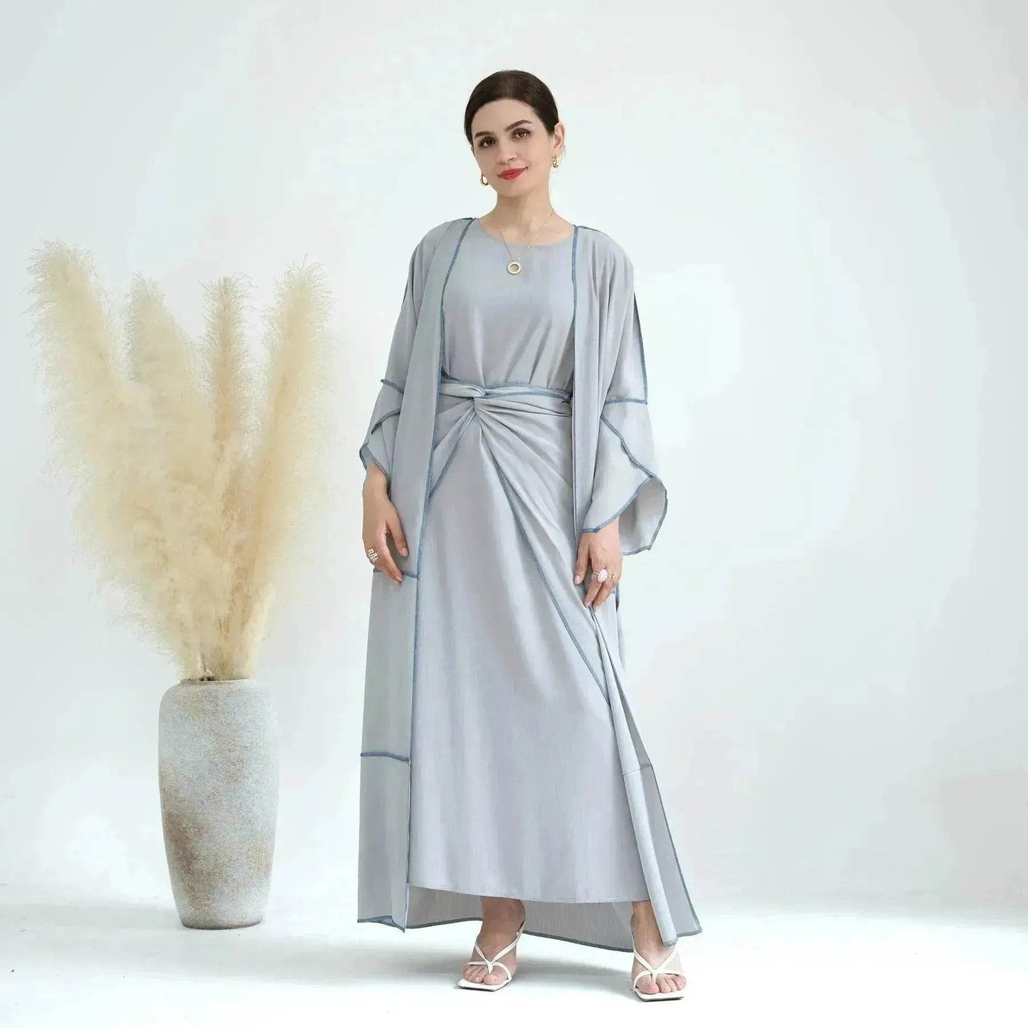 Elegant Base Shawl Skirt Three-piece Set Suit for Arabian Dubai Middle East Women Abaya Dress - Velora