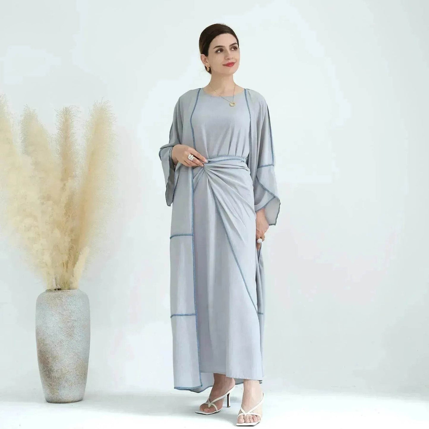 Elegant Base Shawl Skirt Three-piece Set Suit for Arabian Dubai Middle East Women Abaya Dress - Velora