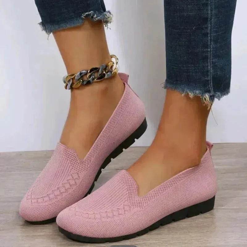 Elegant Casual Mesh Flats Shoes Fashion Solid Color Round Toe Loafers Cozy Lazy Shoes for Women - Velora