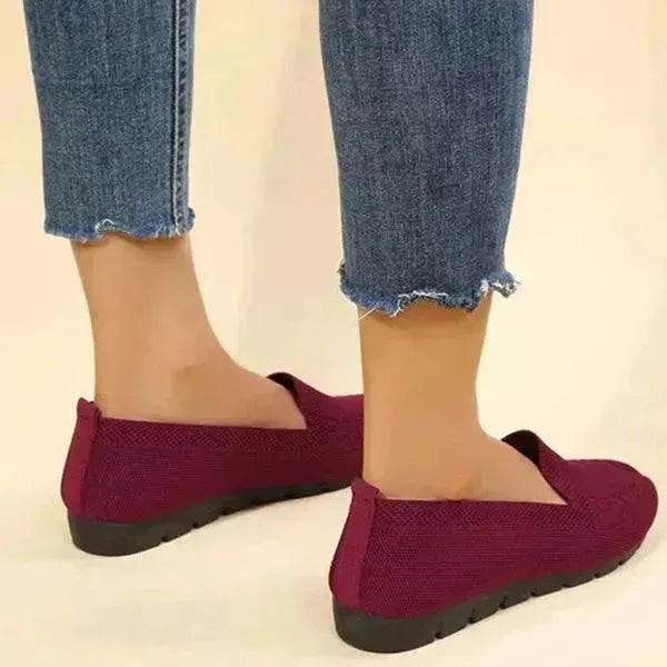 Elegant Casual Mesh Flats Shoes Fashion Solid Color Round Toe Loafers Cozy Lazy Shoes for Women - Velora