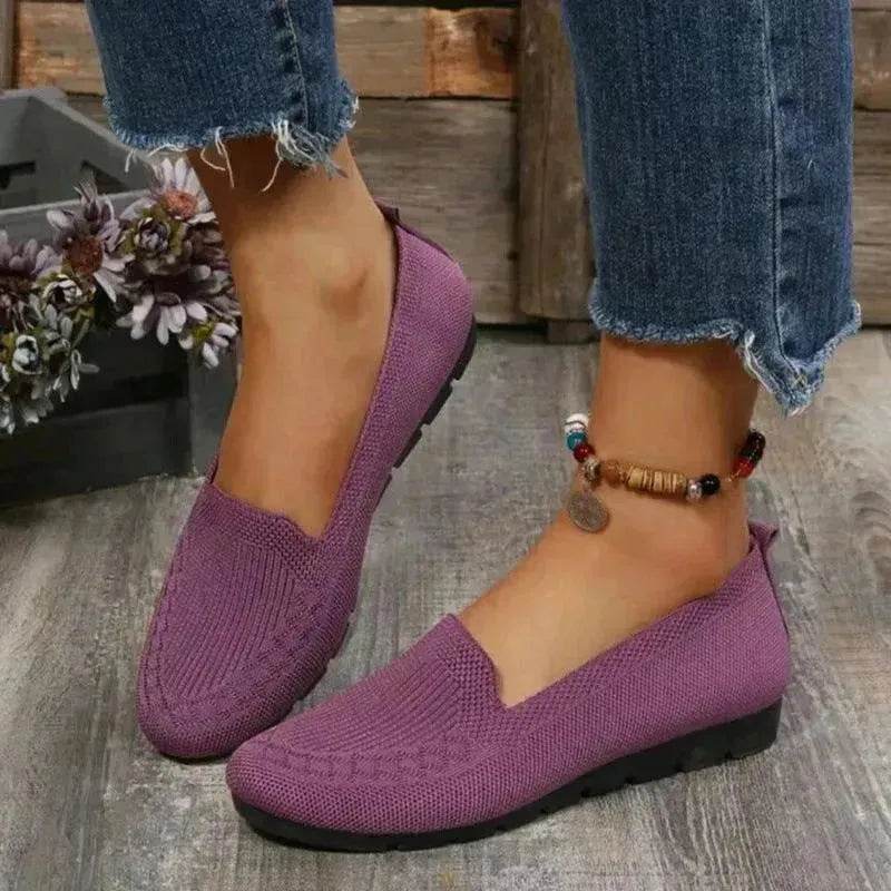 Elegant Casual Mesh Flats Shoes Fashion Solid Color Round Toe Loafers Cozy Lazy Shoes for Women - Velora