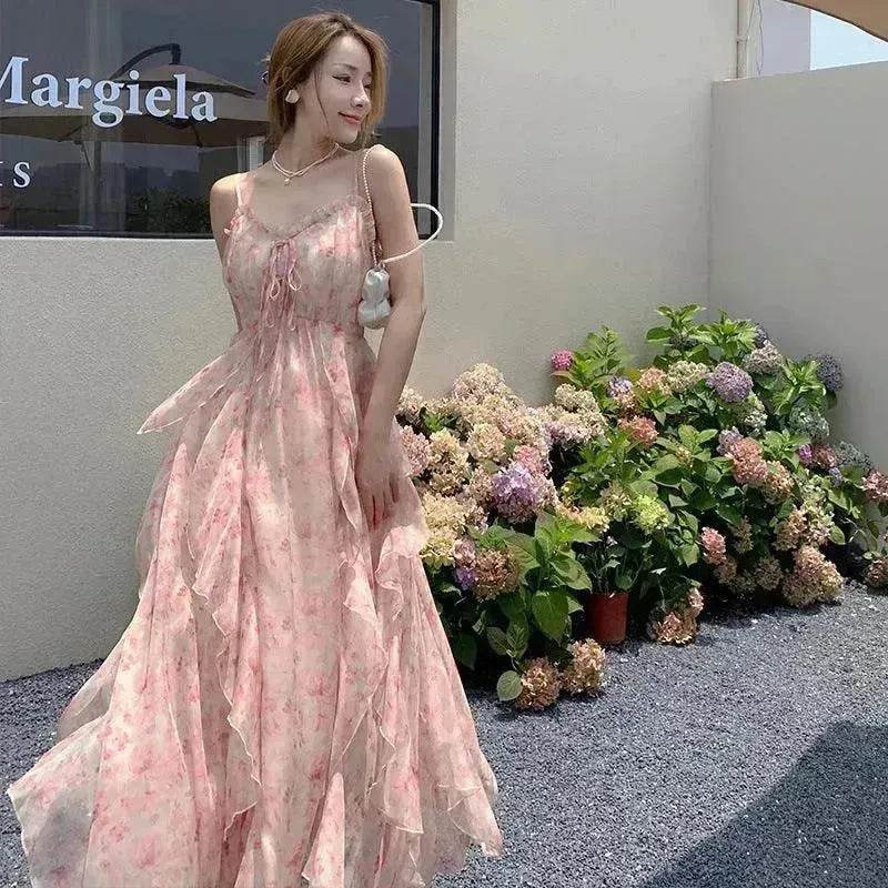 Elegant Floral Flare Sleeveless Long Maxi Dress Casual Outdoor Summer Dress for Women - Velora