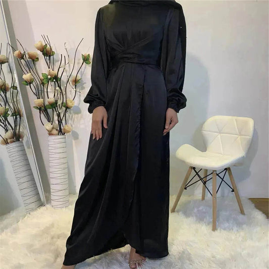 Elegant Solid Color Abaya Dress Robe for Arab Dubai Turkey Middle East Women. - Velora