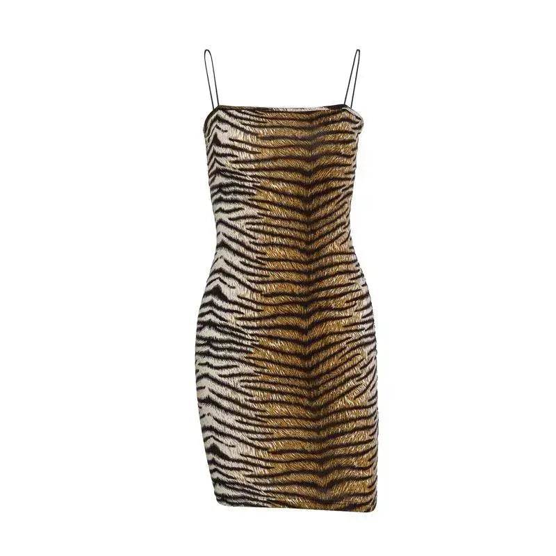European And American Leopard Print Sleeveless Mini Dress - Velora