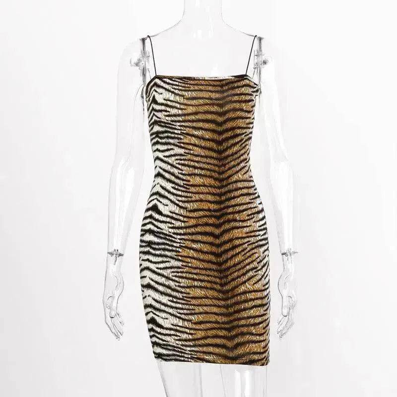 European And American Leopard Print Sleeveless Mini Dress - Velora