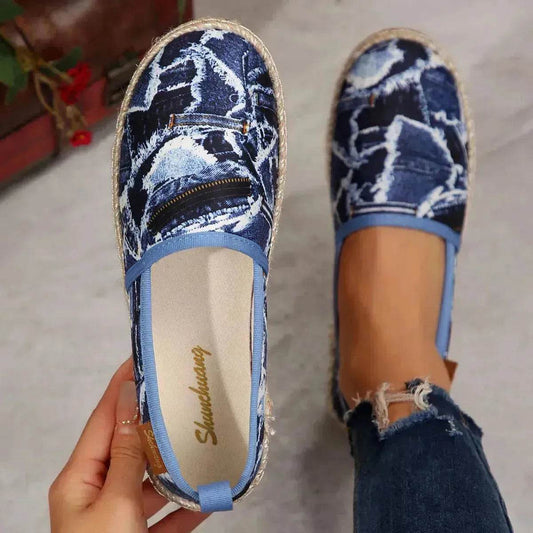 European And American Slip-on Fisherman Shoes Summer Animal Skin Loafer Flat Casual Canvas Shoe - Velora