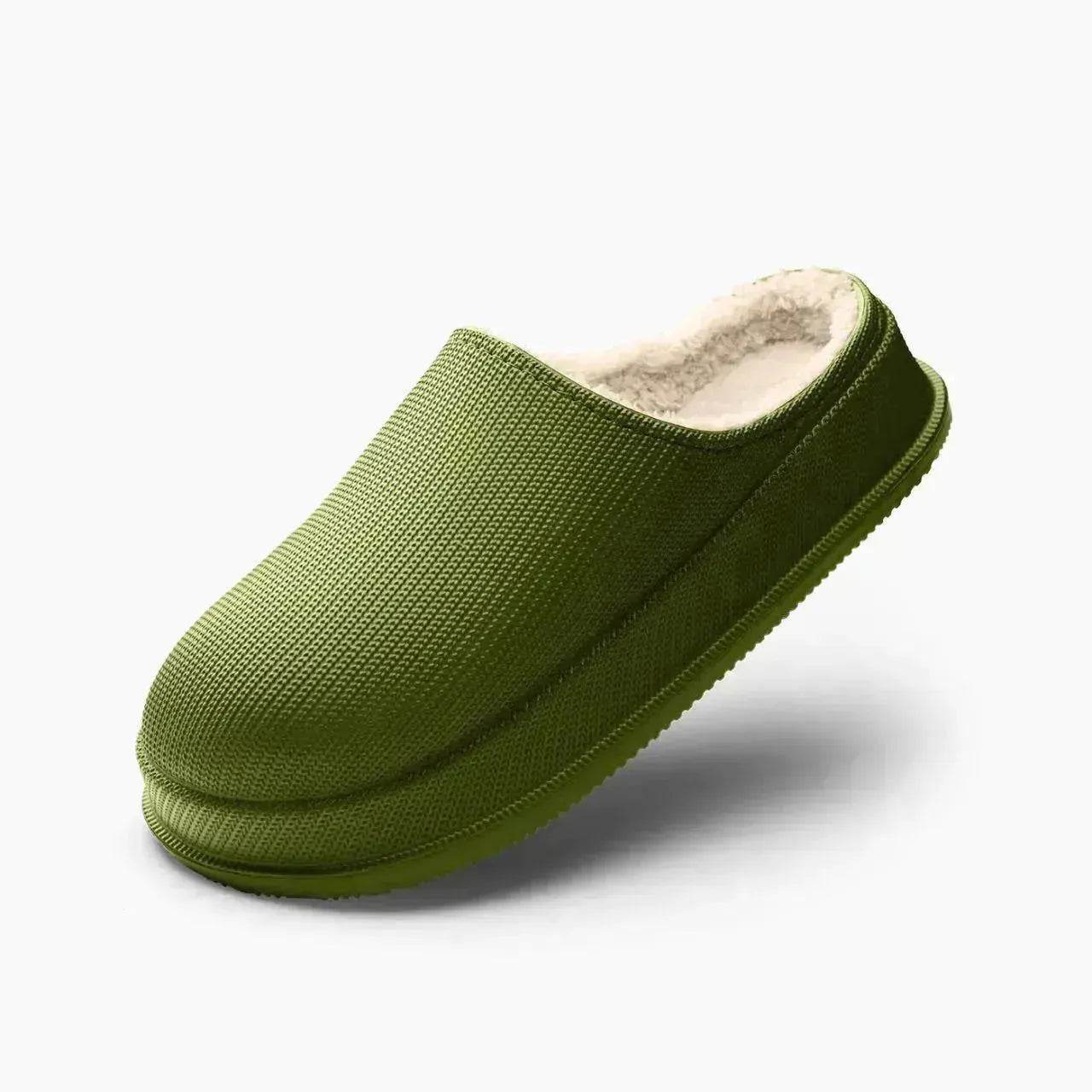 EVA Autumn And Winter Poop Feeling Plus Size Couple Waterproof Non-slip Warm Home Cotton Slippers - Velora