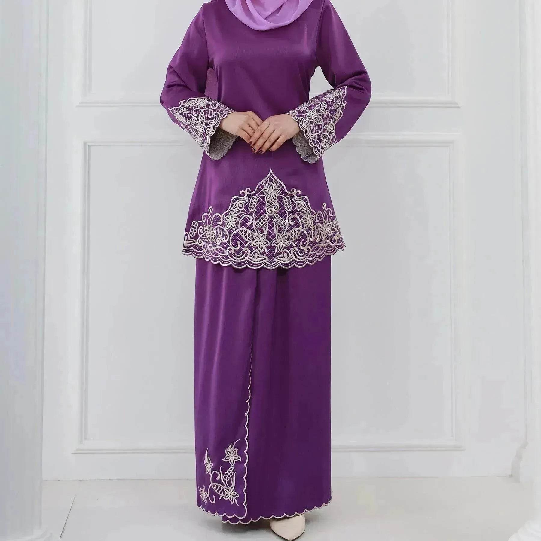 Exquisite Embroidery Two-piece Suit for Turkey Dubai Middle East Women Abaya inspired - Velora