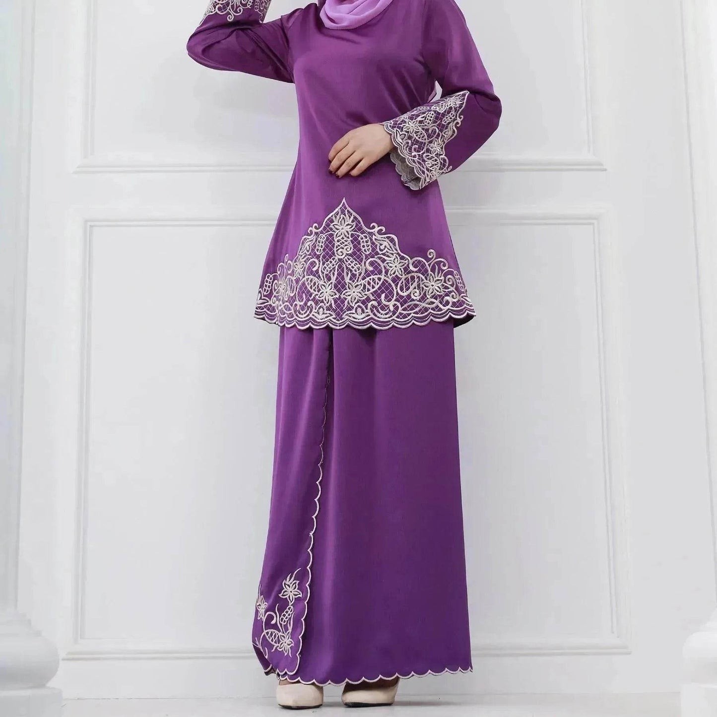 Exquisite Embroidery Two-piece Suit for Turkey Dubai Middle East Women Abaya inspired - Velora