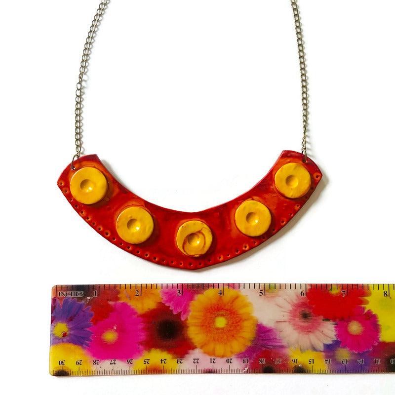 Extra Large Statement Necklace in Burnt Orange, Yellow - Velora Luxury Fashion