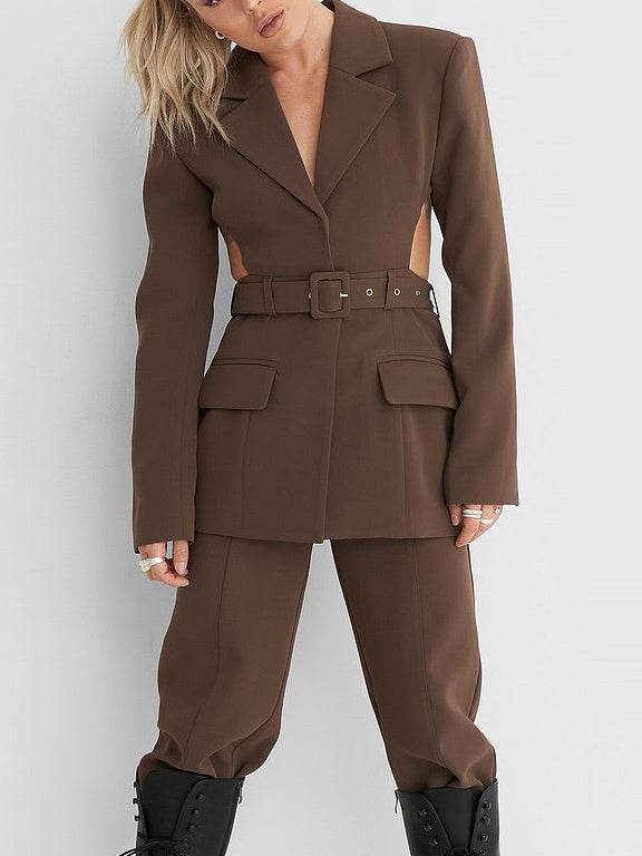 Cutout Open Back Lace-up Blazer - Velora
