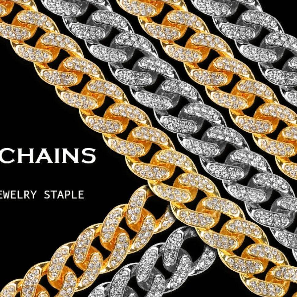 Alloy Line Cuban Link Chain Diamond Bracelet - Velora