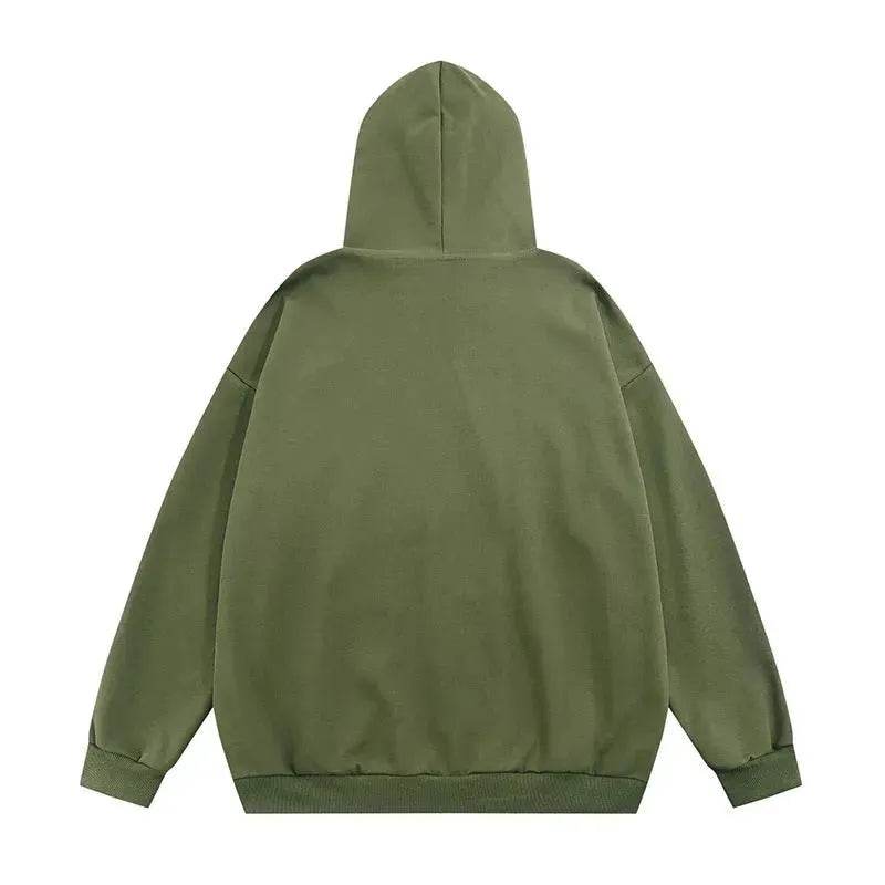 American street Star Printed Hoodie Cardigan unisex for fall winter - Velora