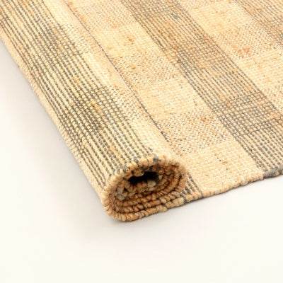Artisan Hand Woven Jute Cotton Grey Plaid Rug-5X7 Ft - Velora