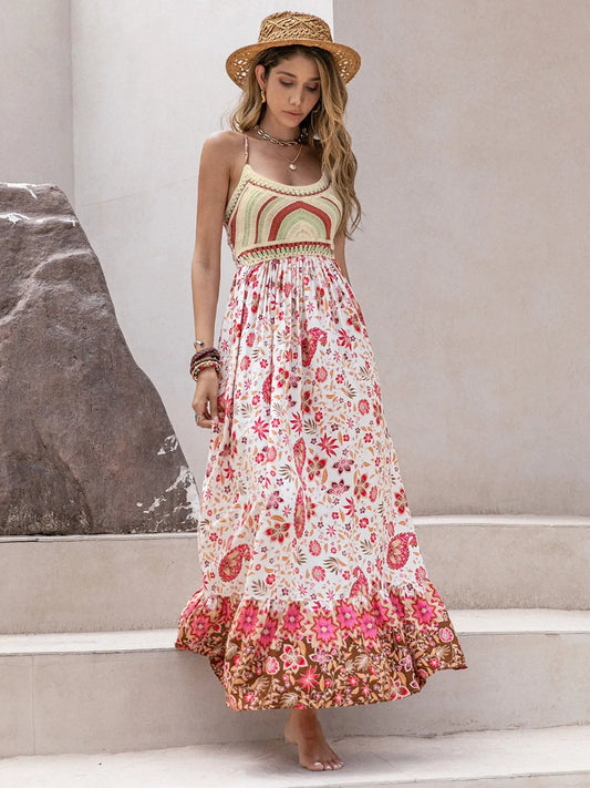 Printed Scoop Neck Cami Dress - Velora