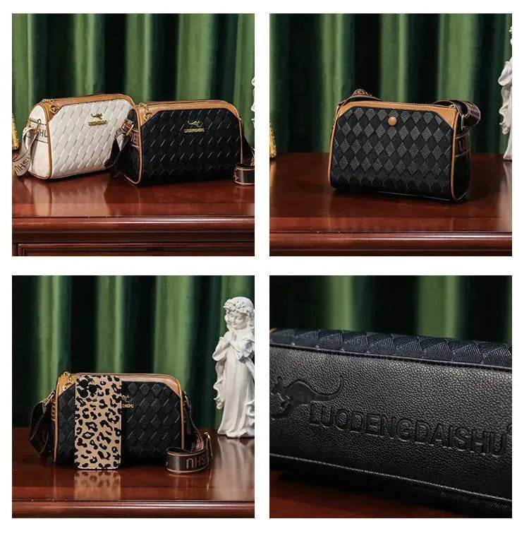 Women's Rhombus Leather Fashion Shoulder Messenger crossbody Bag - Velora