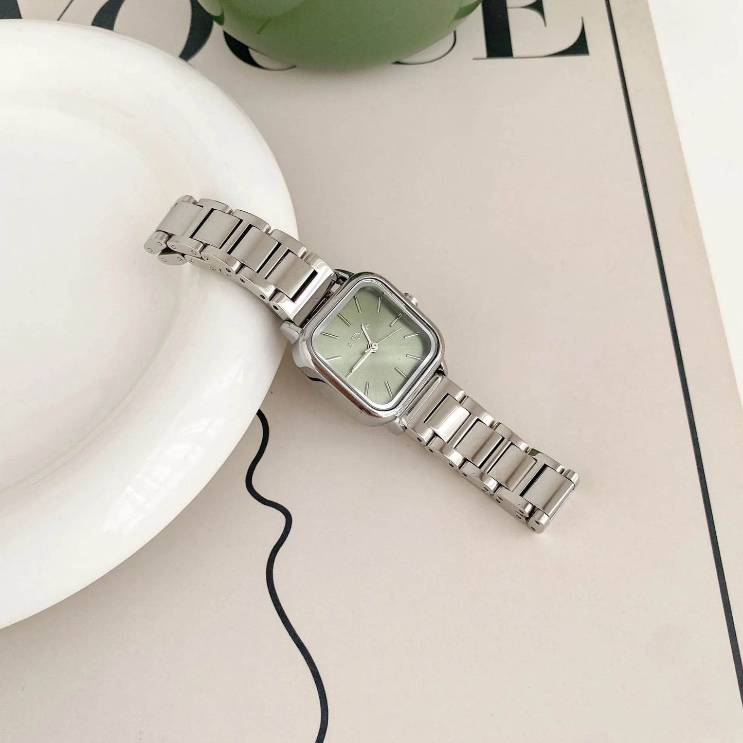 Retro Small Square Watch Female Steel Strap  Dress Watch