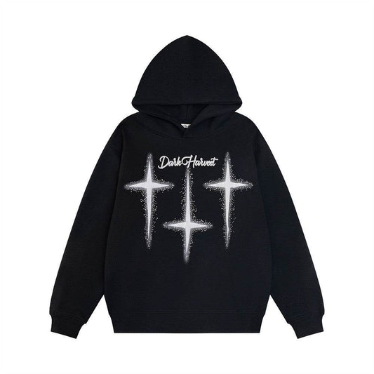 Printed Rhinestones Hooded Sweater For Men - Velora