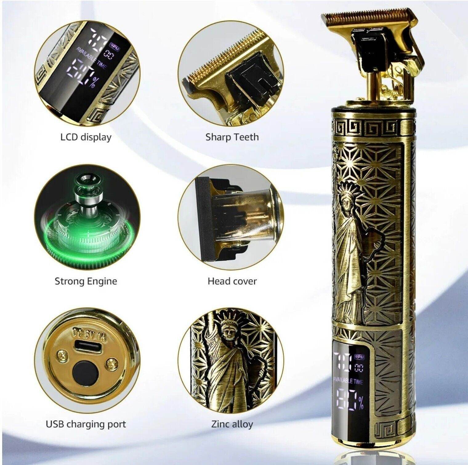 Beard Trimmer Hair Clippers Cordless Hair Cutting Kit Barber Shaving Machine For Men USB Rechargeable 1 PCS - Velora