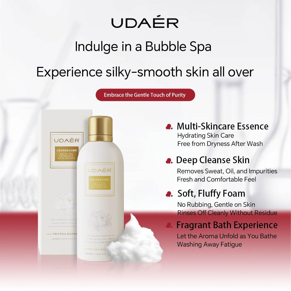 UDAER Cream Bubble Bath Hydrating Shower Gel Gentle Cleansing Body Wash - Velora