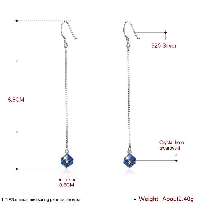 Crystal Earrings with 925 Silver and Swarovski Elements