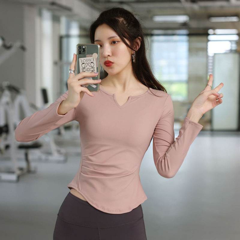 Long Sleeve V-neck Gym t-shirt for Women Athleisure top - Velora