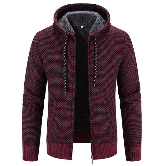 Winter Coat Zipper Closure Solid Color Long Sleeves Drawstring With Hat Keep Warm Casual Thicken Plush Sweater Coat For Daily - Velora