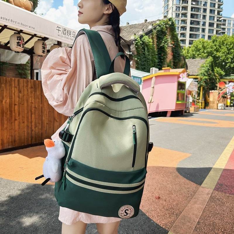 Retro Contrast Color Casual Backpack For Women - Velora