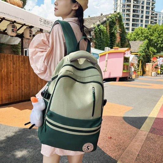 Retro Contrast Color Casual Backpack For Women - Velora