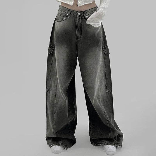 European And American Slimming High Waist Wide Legs Baggy Jeans Pant For Women - Velora