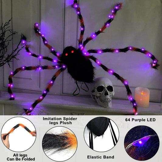 Halloween Spider Backpack Nine LED Modes Plush Sugar Bag - Velora