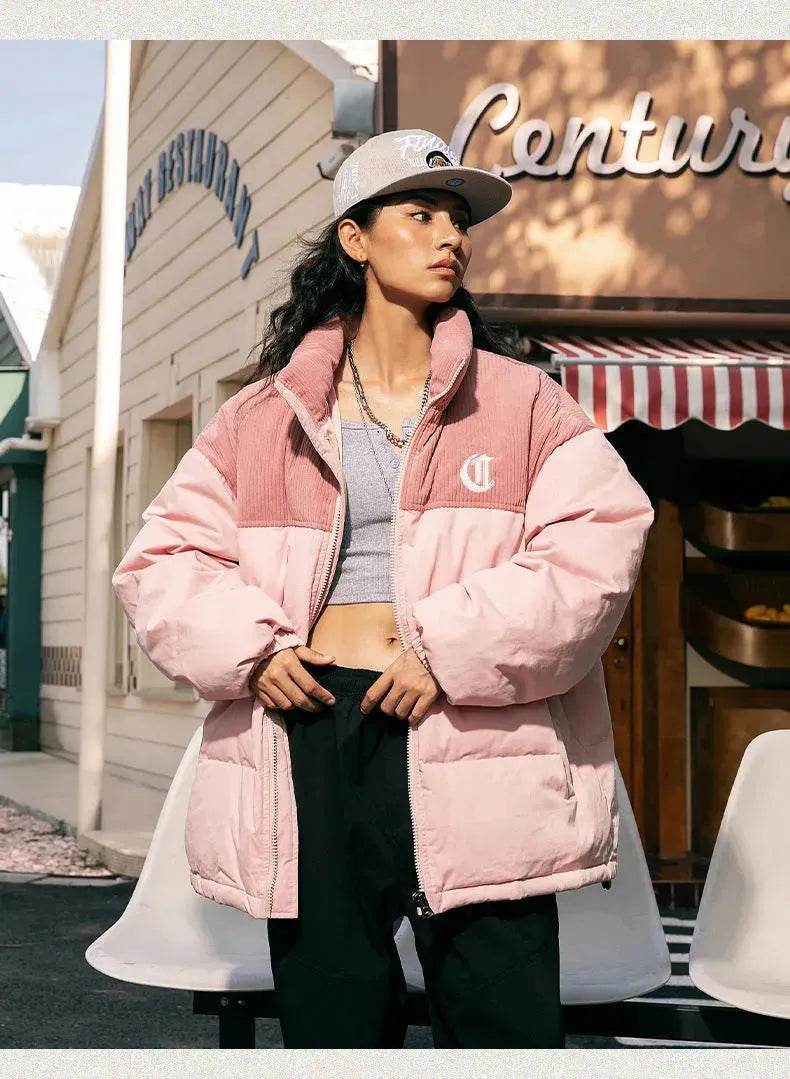 Men's Winter Corduroy Stitching Embroidery Cotton-padded Winter Coat - Velora