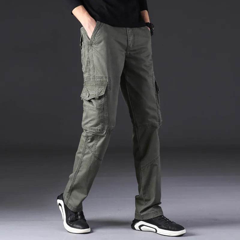 Overalls Men's Outdoor Casual Trousers Pure Cotton Straight Loose Multi-pocket Cargo Pant - Velora