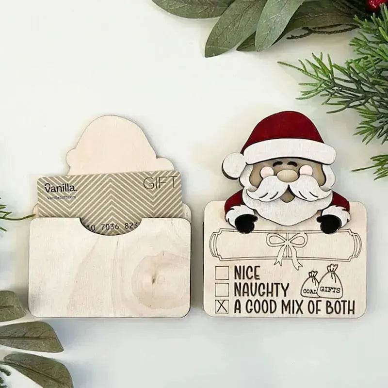 Wooden Cute Santa Claus Cash And Gifts Card Clamp Creative Christmas Decoration Ornaments - Velora