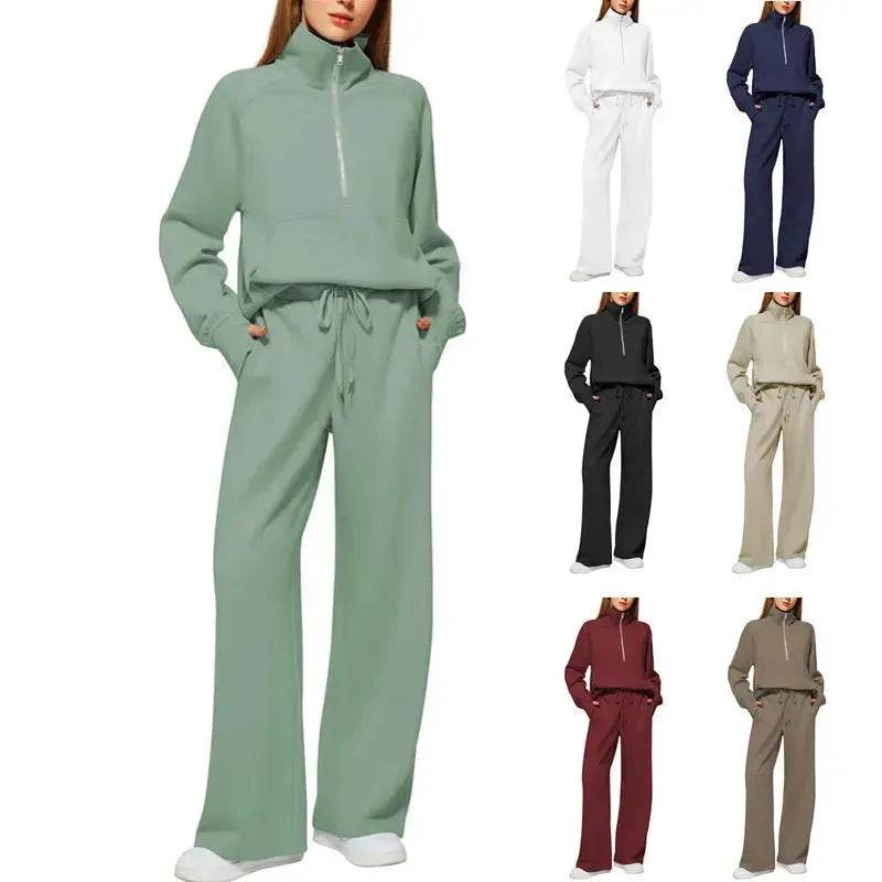 Plain Women Matching Casual Winter Tracksuit set joggers and hoodie set for women - Velora