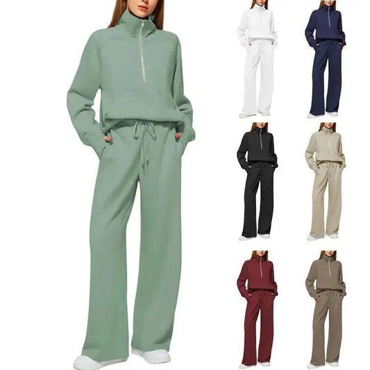 Plain Women Matching Casual Winter Tracksuit set joggers and hoodie set for women - Velora