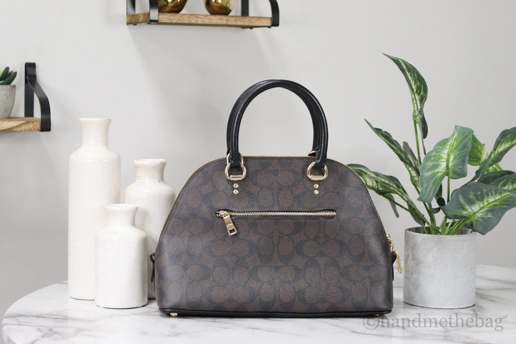 Coach Katy Brown Black Signature Coated Canvas Dome Satchel
