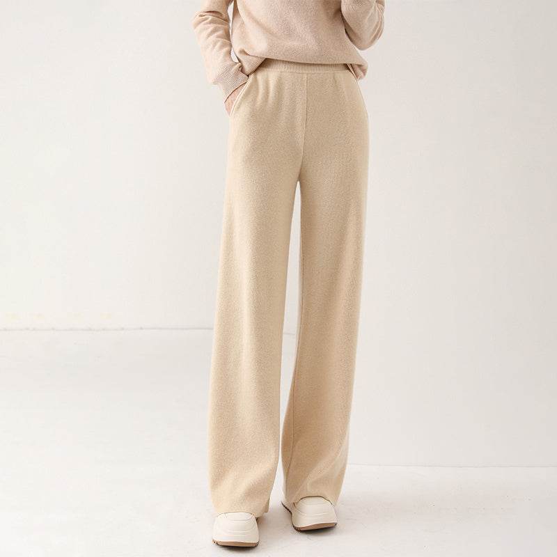 High Waist Casual All-match Knitted Mop Trousers Thickened - Velora