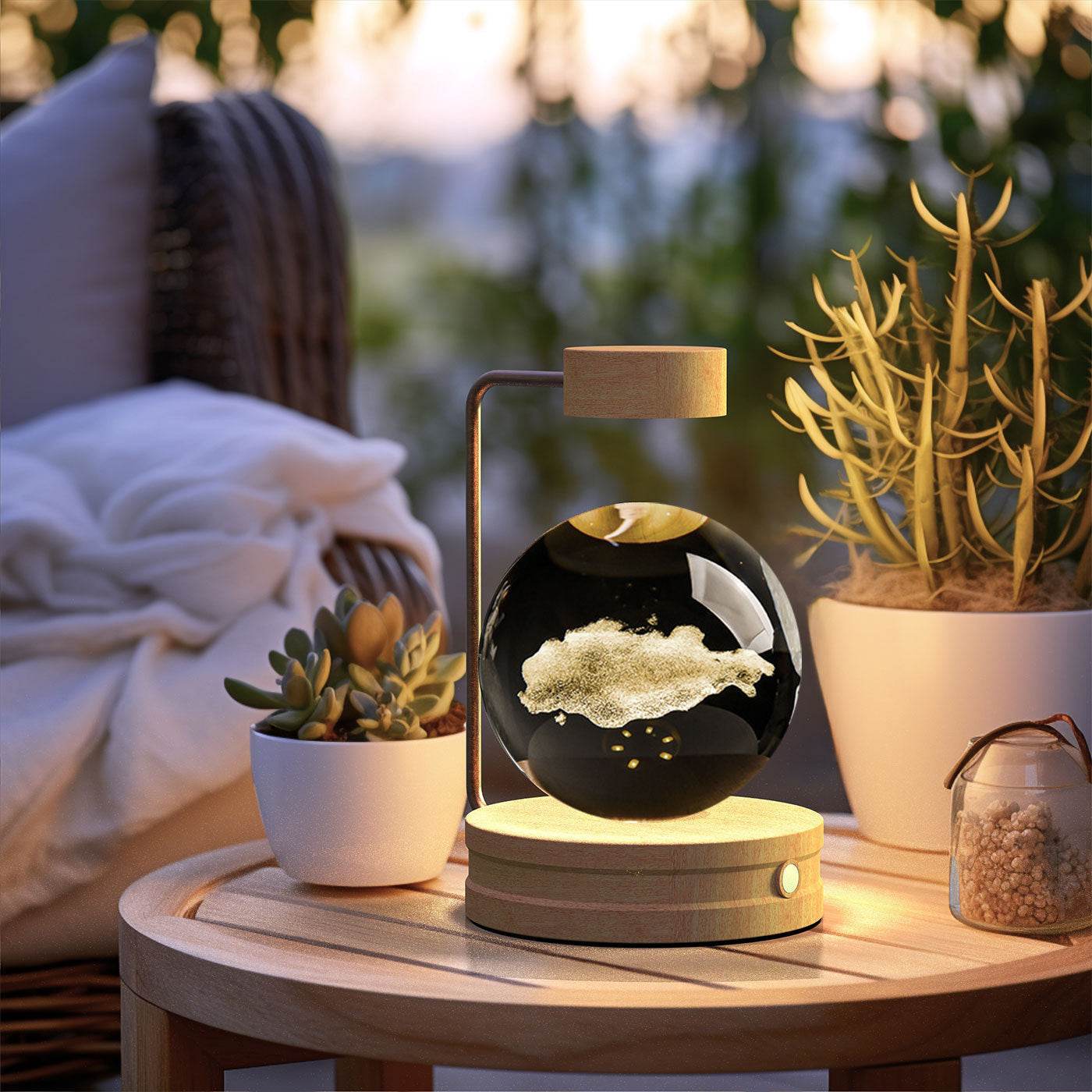 Crystal Ball Cosmic Dinosaur Indoor Night Light USB Power Warm Bedside Light Birthday Gift Night Lamp - Velora