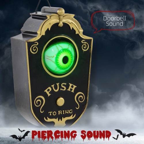 HOMCOM 7.1 Halloween Decoration, Animatronic Doorbell With Simulation Light-up Eyeball, Sound And Motion Activated Animated Prop W Piercing Doorbell Sound - Velora